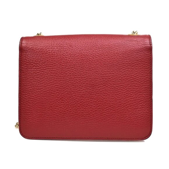 GUCCI Logo Interlocking G Chain Shoulder Bag Leather Red GHW Italy 58KA971 - Picture 3 of 16